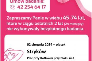 Bezpłatne badanie mammograficzne 2.08.2024