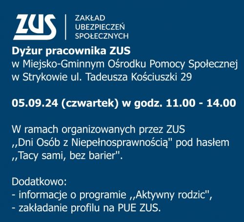 Dyżur ZUS w MGOPS w Strykowie