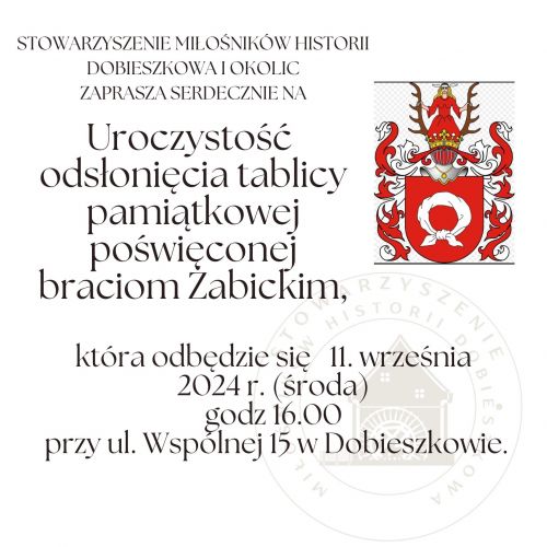 Plakat informacyjny, Stowarzyszenie Miłośników Historii Dobieszkowa i Okolic