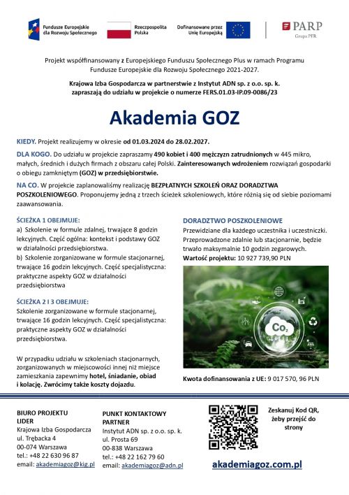 Plakat informacyjny Akademii GOZ