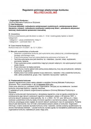 Konkurs "Mój Przyjaciel Miś" - regulamin konkursu