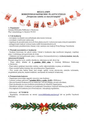 Konkurs świąteczny - Biblioteka w Strykowie - Regulamin
