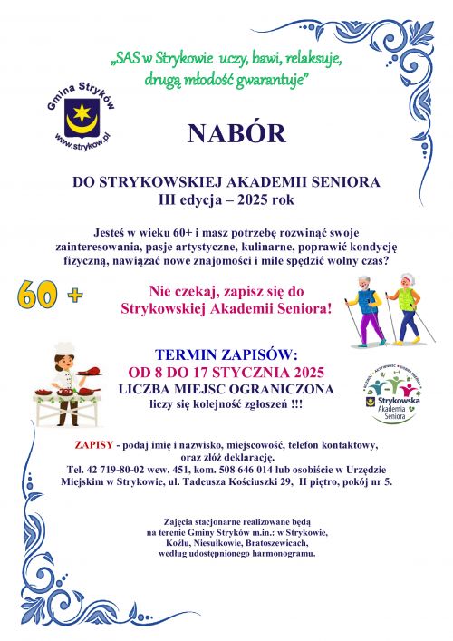 Strykowska Akademia Seniora nabór do III edycji