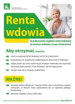 KRUS  - informacja o rencie wdowiej