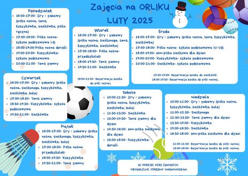 Harmonogram Orlik Luty 2025