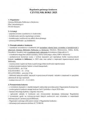 Konkurs na Czytelnika Roku 2025