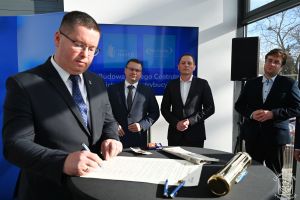 Uroczystość wmurowania kamienia węgielnego pod centrum hurtowo-dystrybucyjne Grupy Hasco w Sosnowcu k. Strykowa