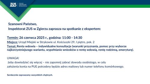 Spotkanie z ekspertem ZUS