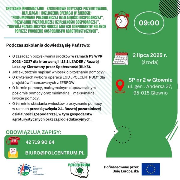 Lokalna Grupa Działania „POLCENTRUM” - spotkanie informacyjne