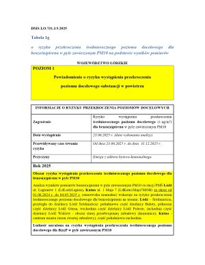 Powiadomienie o ryzyku wystąpienia przekroczenia poziomu dopuszczalnego substancji w powietrzu