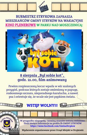 Kino plenerowe 8 sierpnia 2025 godz. 21:00 Park nad Moszczenicą w Strykowie