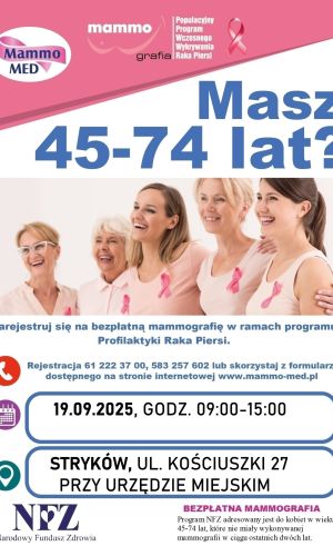 Bezpłatne badanie mammograficzne 19.09.2025