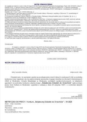 Oświadczenie dla konkursu dla klas III-VIII