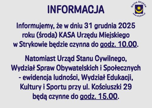 Informacja o pracy UM w Strykowie - Sylwester