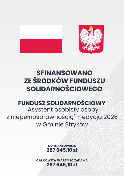 Plansza informacyjna: Sfinansowano ze środków Funduszu Solidarnościowego