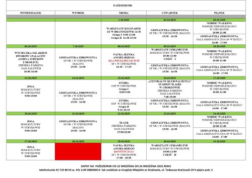 Harmonogram SAS na październik 2025