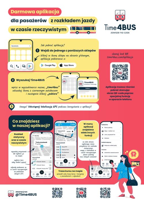 Plakat z instrukcją - aplikacja Time4Bus