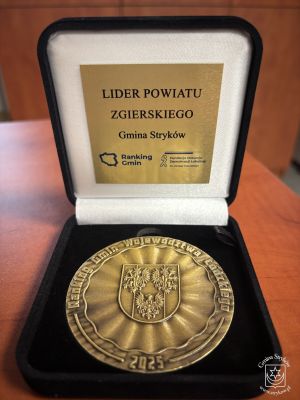 Pamiątkowy medal Lider Powiatu Zgierskiego w Rankingu Gmin Województwa Łódzkiego 2025