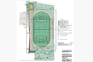 Projekt techniczny przebudowy boiska w Koźlu, rzut boiska i bieżni