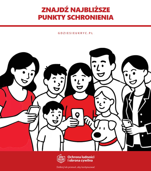 Znajdź najbliższe punkty schronienia