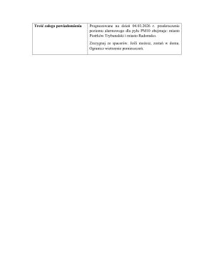 Powiadomienie o ryzyku wystąpienia przekroczenia poziomu informowania dla pyłu zawieszonego PM10 w powietrzu 4.03.2026