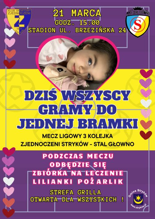 Plakat - mecz dla Lilianny 21 marca 2026 r.