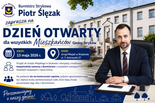 Zaproszenie na dzień otwarty Burmistrza Strykowa - 13 maja 2026 r.