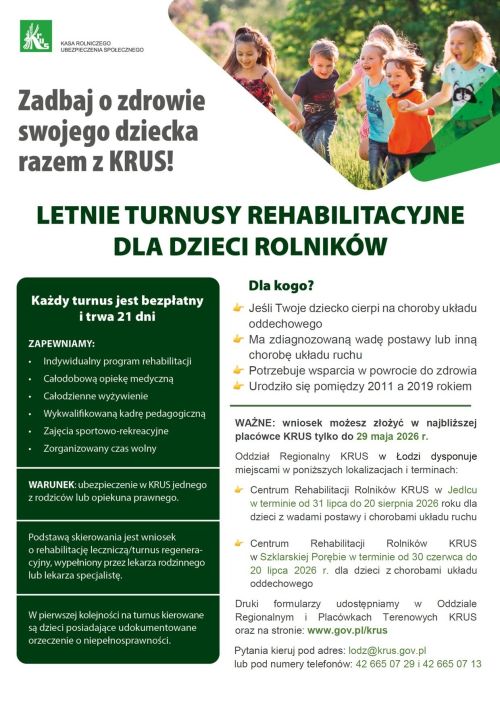 KRUS - turnusy dla dzieci