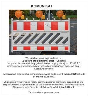 Uwaga! Utrudnienia w ruchu i funkcjonowaniu komunikacji gminnej.