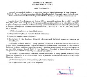 Zarządzenie 62/2020