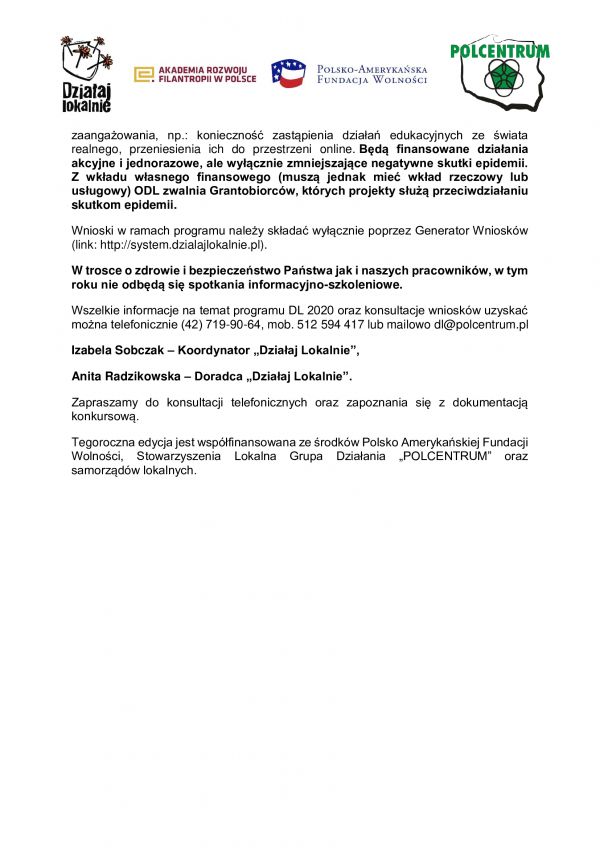 Działaj Lokalnie 2020