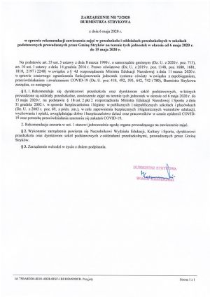 Informacja dotycząca otwarcia przedszkoli na terenie Gminy Stryków