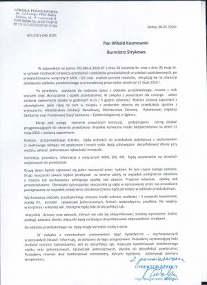 Informacja dotycząca otwarcia przedszkoli na terenie Gminy Stryków