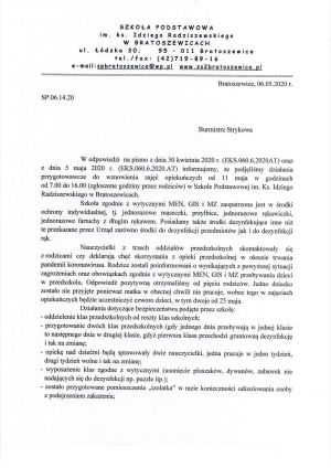 Informacja dotycząca otwarcia przedszkoli na terenie Gminy Stryków