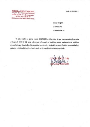 Informacja dotycząca otwarcia przedszkoli na terenie Gminy Stryków