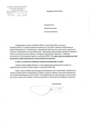Informacja dotycząca otwarcia przedszkoli na terenie Gminy Stryków
