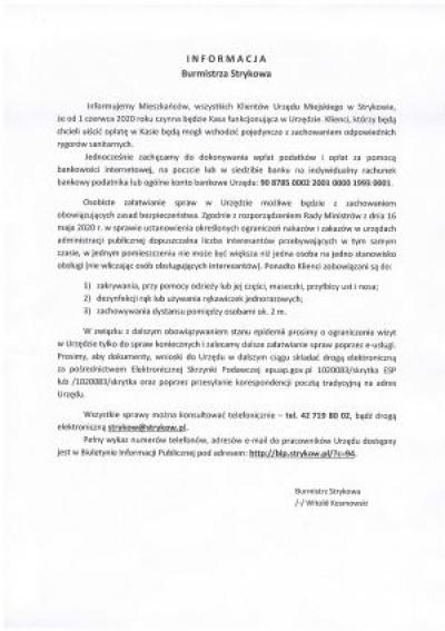 Urząd od 1 czerwca 2020