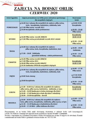 ZAJĘCIA  NA  BOISKU ORLIK CZERWIEC 2020