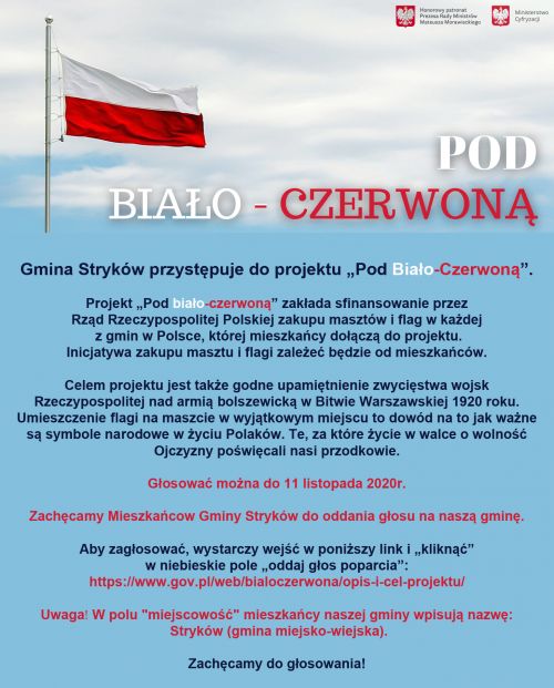 Gmina Stryków przystępuje do projektu „Pod Biało-Czerwoną”.