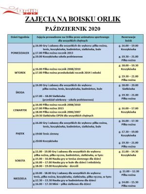 ZAJĘCIA  NA  BOISKU ORLIK PAZDZIERNIK 2020