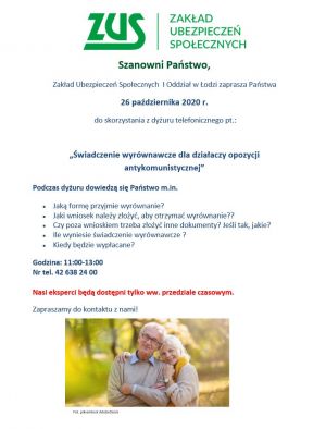 Informacja ZUS - dyżur telefoniczny