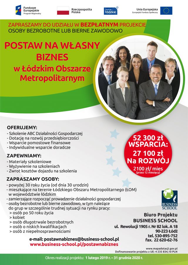 „POSTAW NA WŁASNY BIZNES w Łódzkim Okręgu Metropolitarnym”