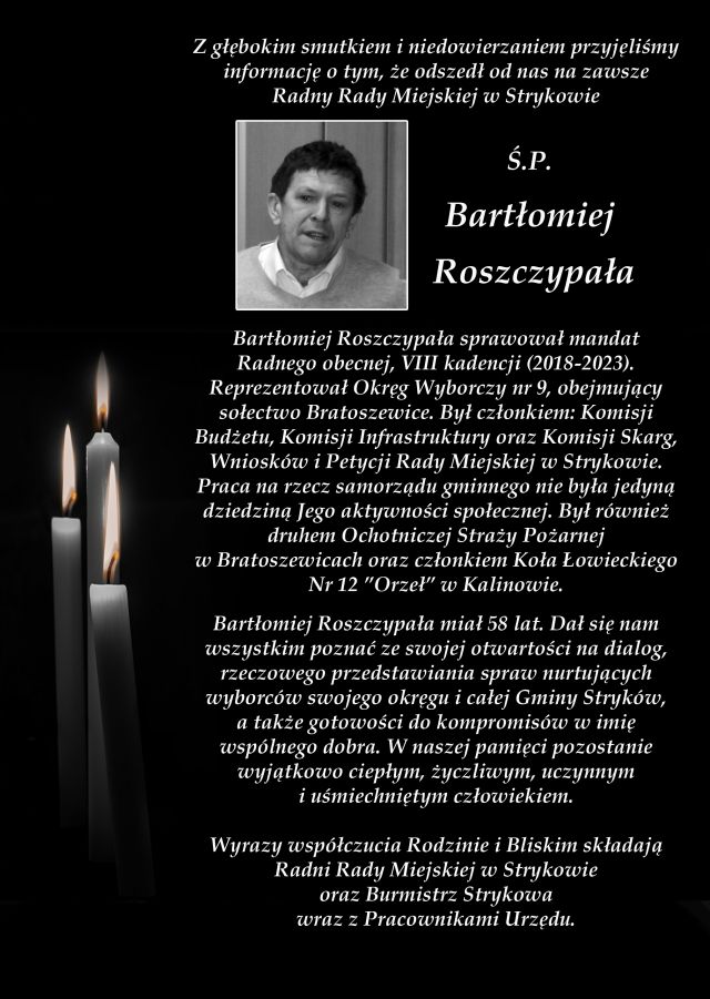 Kondolencje Bartłomiej Roszczypała