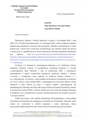 Pismo od Wojewody- wytyczne dla instytucji opieki nad dziećmi w wieku do 3 lat