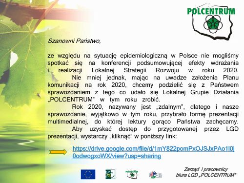 Ogłoszenie LGD Polcentrum