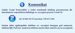 Komunikat infolinia dla mieszkańców województwa łódzkiego