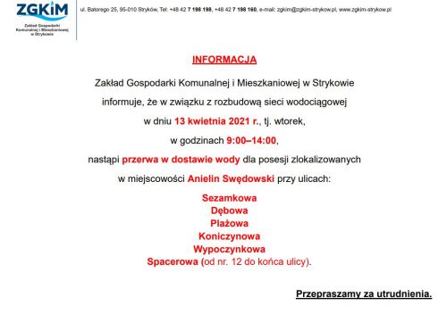 Informacja - Anielin Swędowski