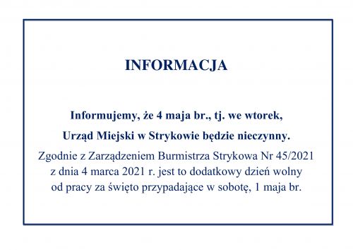 Informacja Urzędu Miejskiego w Strykowie