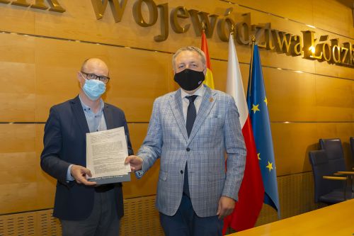 Burmistrz Strykowa Witold Kosmowski, członek Zarządu Województwa Łódzkiego Andrzej Górczyński