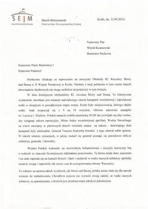 List Posła na Sejm RP Marka Matuszewskiego